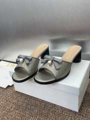 Uubags Dior Ballet Heeled Slide Grey Quilted Lambskin with Microcannage Motif 6cm - 1