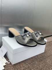 Uubags Dior Ballet Heeled Slide Grey Quilted Lambskin with Microcannage Motif 6cm - 5