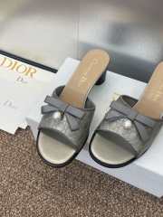 Uubags Dior Ballet Heeled Slide Grey Quilted Lambskin with Microcannage Motif 6cm - 4