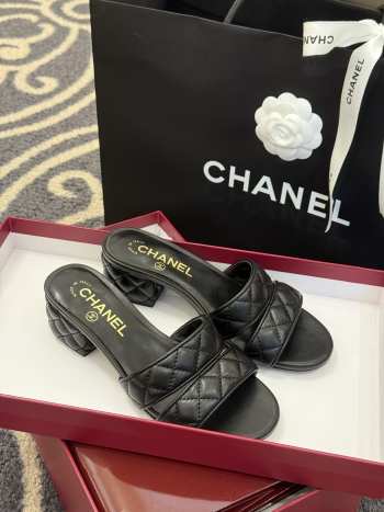 Uubags Chanel Lambskin Mules In Black 5cm