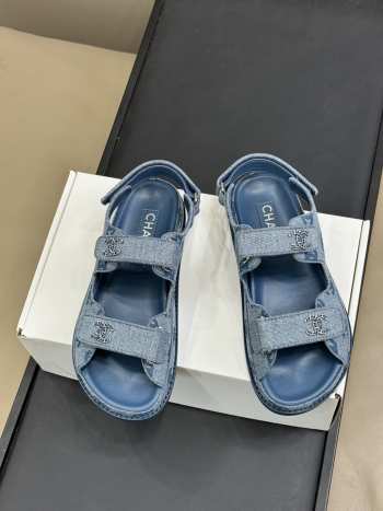 Uubags Chanel Sandals Blue Denim