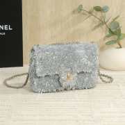 Uubags Chanel Flap Bag Fringed Sequins & Gold-Tone Metal In Silvery 15x22x6cm - 6