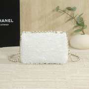 Uubags Chanel Evening Party Bag Fringed Sequins & Gold-Tone Metal In White 14x25x9cm - 4
