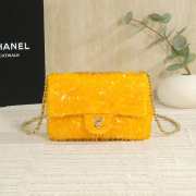 Uubags Chanel Flap Bag Fringed Sequins & Gold-Tone Metal In Yellow 14x21x8cm - 1