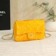 Uubags Chanel Flap Bag Fringed Sequins & Gold-Tone Metal In Yellow 14x21x8cm - 3