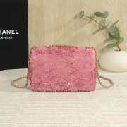 Uubags Chanel Flap Bag Fringed Sequins & Gold-Tone Metal In Pink 14x21x8cm - 6