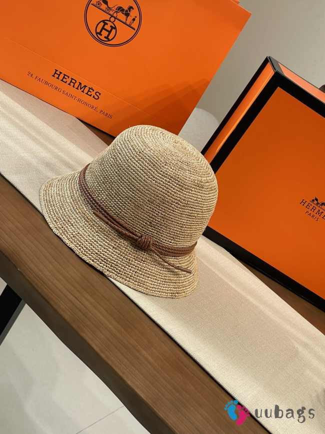 Uubags Hermes bucket raffia hat 01 - 1