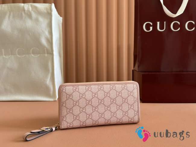Uubags Gucci Emblem zip around wallet in pink 19.5x11x3cm - 1