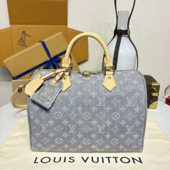 Uubags Louis Vuitton M13344 Speedy soft bag silver effect gray 30x21x17cm 