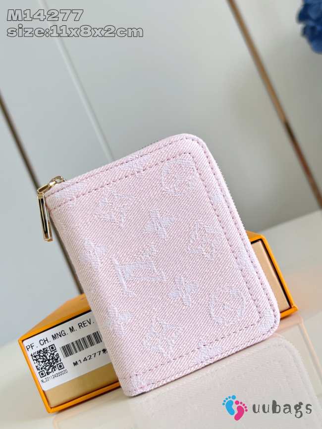 Uubags Louis Vuitton coin purse denim pink round zipper wallet 11x8.5x2cm - 1