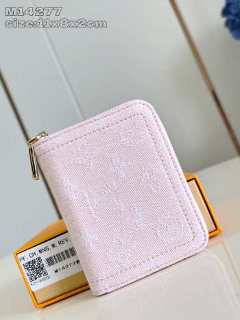 Uubags Louis Vuitton coin purse denim pink round zipper wallet 11x8.5x2cm