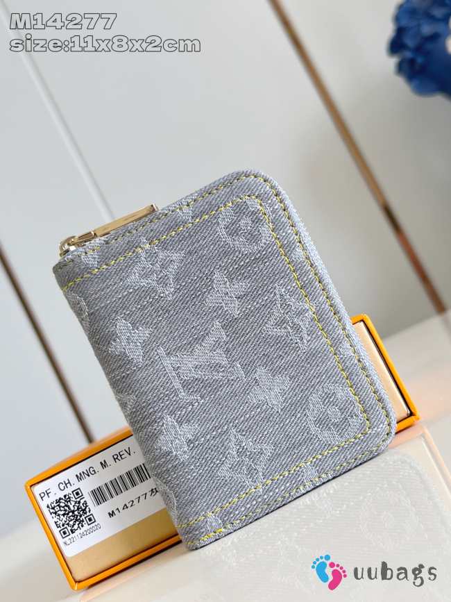 Uubags Louis Vuitton coin purse denim gray round zipper wallet 11x8.5x2cm - 1