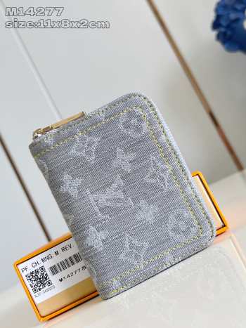 Uubags Louis Vuitton coin purse denim gray round zipper wallet 11x8.5x2cm