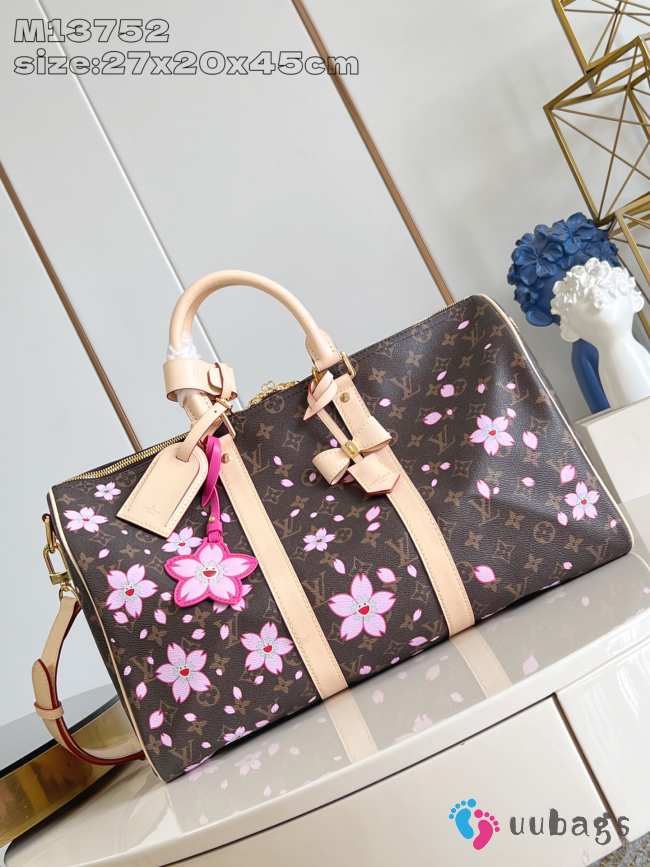Uubags Louis Vuitton M13752 Keepall Bandoulière Bag LV x TM Sakura Brown 45x27x20cm - 1