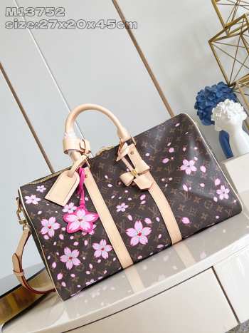 Uubags Louis Vuitton M13752 Keepall Bandoulière Bag LV x TM Sakura Brown 45x27x20cm