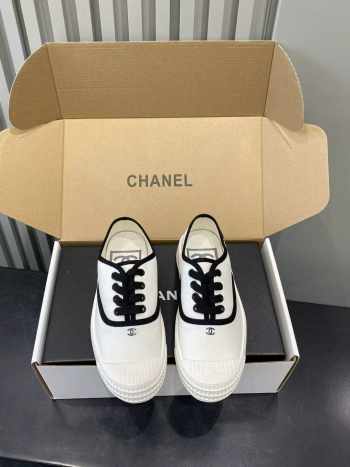 Uubags Chanel Lace Up Shoes Fabric 04