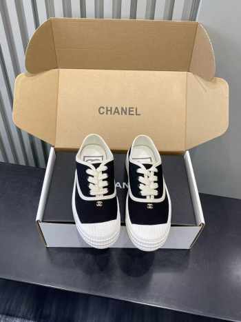 Uubags Chanel Lace Up Shoes Fabric 06