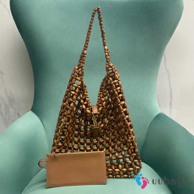 Uubags YSL Le 5 à 7 large bag in wood beads 30x35x10cm - 1