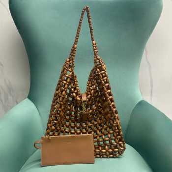 Uubags YSL Le 5 à 7 large bag in wood beads 30x35x10cm