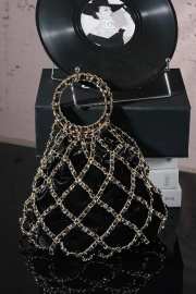 Uubags Chanel CC Coco Mark Net Bag Chain Handbag Suede Leather Black 42x18cm - 1