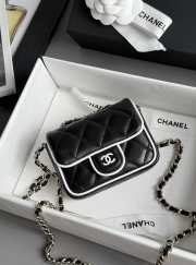 Uubags Chanel Clutch With Chain Lambskin Bag In Black & White 8.5x11.5x4cm - 1