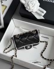Uubags Chanel Clutch With Chain Lambskin Bag In Black & White 8.5x11.5x4cm - 6