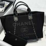Uubags Chanel Shopping Bag Canvas & Gold-Tone Metal In Black 24x39x17cm - 3