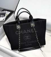 Uubags Chanel Shopping Bag Canvas & Gold-Tone Metal In Black 24x39x17cm - 5