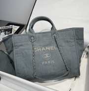 Uubags Chanel Shopping Bag Canvas & Gold-Tone Metal In Green 24x39x17cm - 5