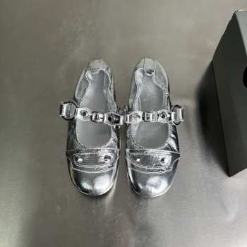 Uubags Balenciaga City Ballerina in silver Arena lambskin