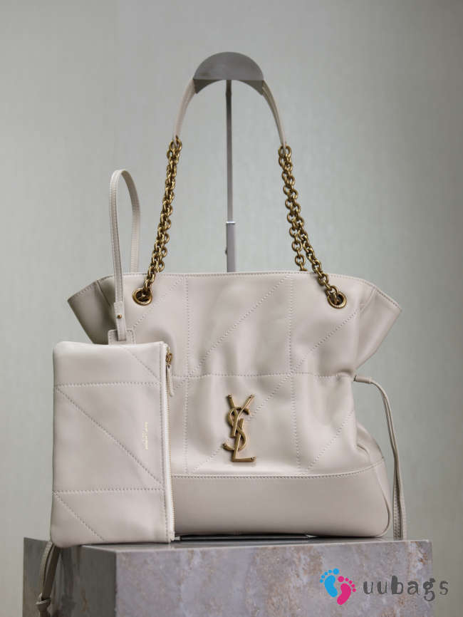 Uubags YSL Jamie shopping bag in white lambskin leather 27x29x11cm - 1