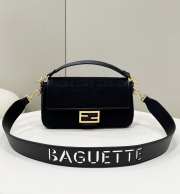 Uubags Fendi Baguette Bag In Black Suede Leather 28x6.5x13.5cm  - 1