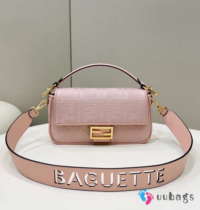 Uubags Fendi Baguette Bag In Pink Canvas 28x6.5x13.5cm - 1
