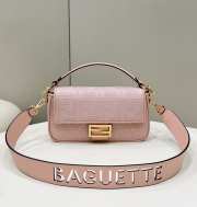 Uubags Fendi Baguette Bag In Pink Canvas 28x6.5x13.5cm - 1