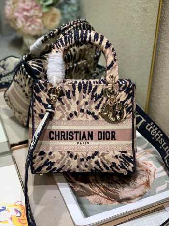 Uubags Dior Pink Medium Tie-Dye Lady D-Lite Bag 24x20x11cm
