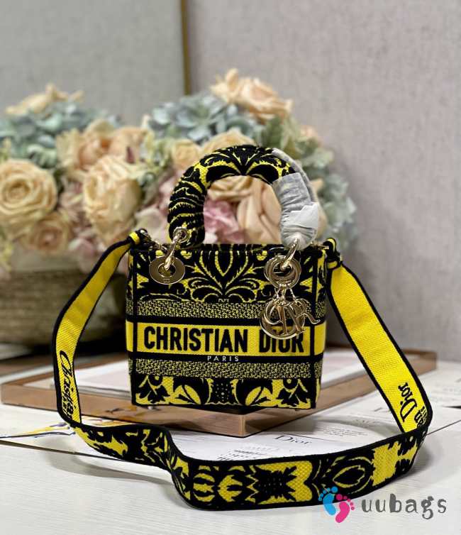 Uubags Dior Yellow Medium Tie-Dye Lady D-Lite Bag 17x7.5x14cm - 1