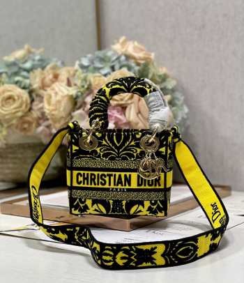 Uubags Dior Yellow Medium Tie-Dye Lady D-Lite Bag 17x7.5x14cm