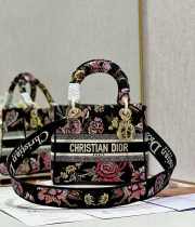 Uubags Dior Medium Lady D-lite Bag Jardin Botanique Motif Canvass Black 24x20x11cm - 1