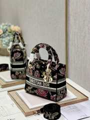 Uubags Dior Medium Lady D-lite Bag Jardin Botanique Motif Canvass Black 24x20x11cm - 5