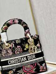 Uubags Dior Medium Lady D-lite Bag Jardin Botanique Motif Canvass Black 24x20x11cm - 4