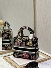 Uubags Dior Medium Lady D-lite Bag Jardin Botanique Motif Canvass Black 24x20x11cm - 3