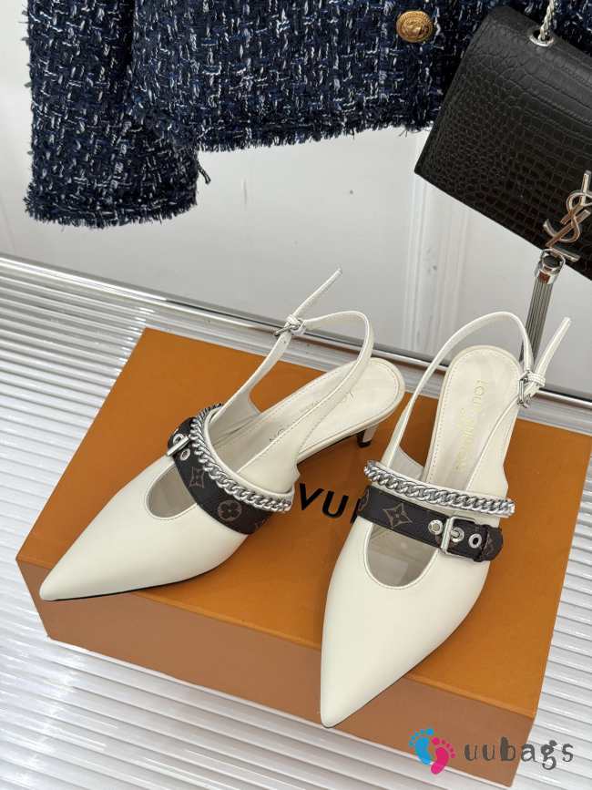 Uubags Louis Vuitton 1AHKZ7 Vibe Slingback Pump In White 5.5cm - 1
