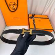 Uubags Hermes Twist belt gold buckle & reversible leather strap in black 3.2cm - 5