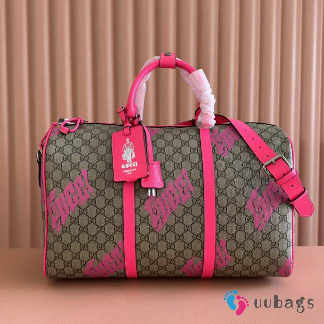 Uubags Gucci medium duffle bag in bright pink leather trim 44x29x23cm - 1