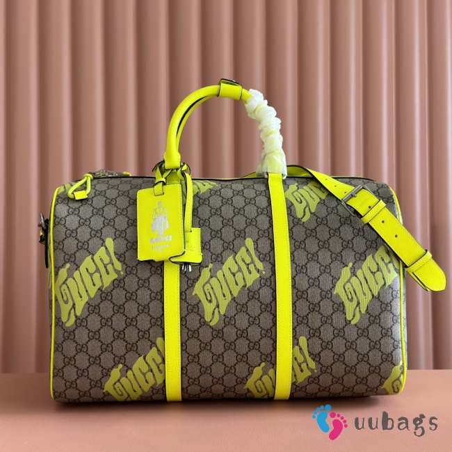 Uubags Gucci medium duffle bag in bright yellow leather trim 44x29x23cm - 1