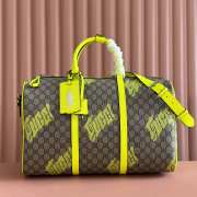 Uubags Gucci medium duffle bag in bright yellow leather trim 44x29x23cm - 1