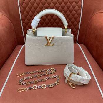 Uubags Louis Vuitton M12936 Capucines BB bag quartz white/bleached blue/snow white