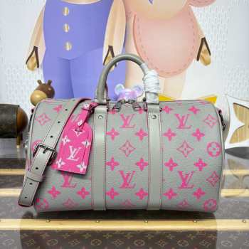 Uubags Louis Vuitton M15023 Keepall Bandoulière 35 Bag Gray/Pink 34x21x16cm