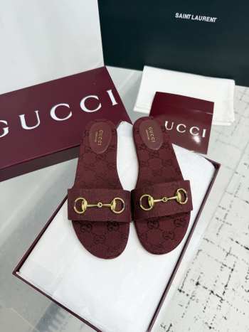 Uubags Gucci slide sandal Rosso Ancora red GG canvas