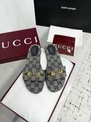 Uubags Gucci mules with light gold Horsebit in blue GG canvas - 1